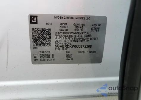 2018 Buick Enclave Avenir from USA, damaged, VIN 5GAERDKW5JJ272268